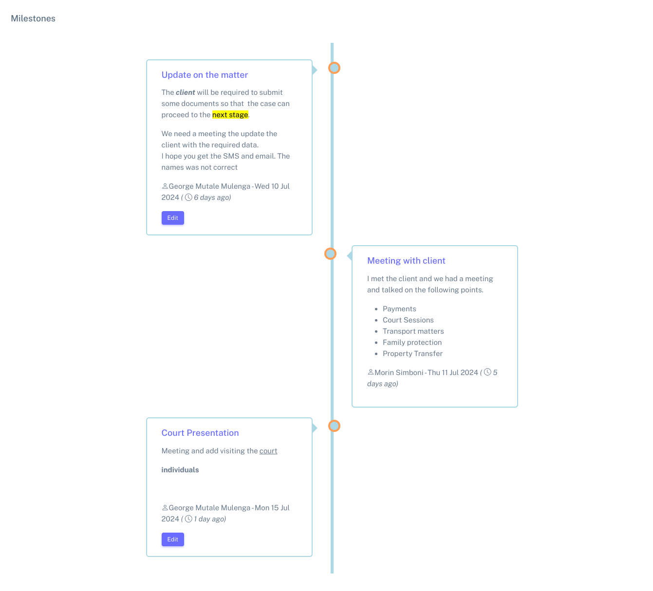 Case Milestone Tracking