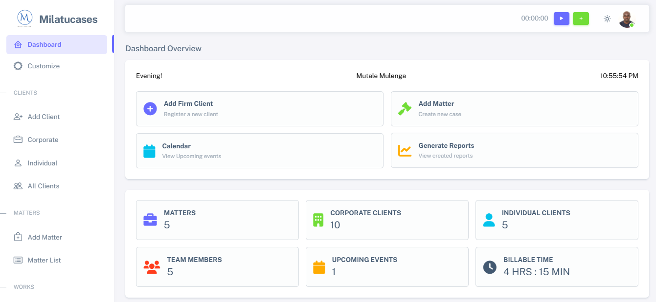 MilatuCases Dashboard